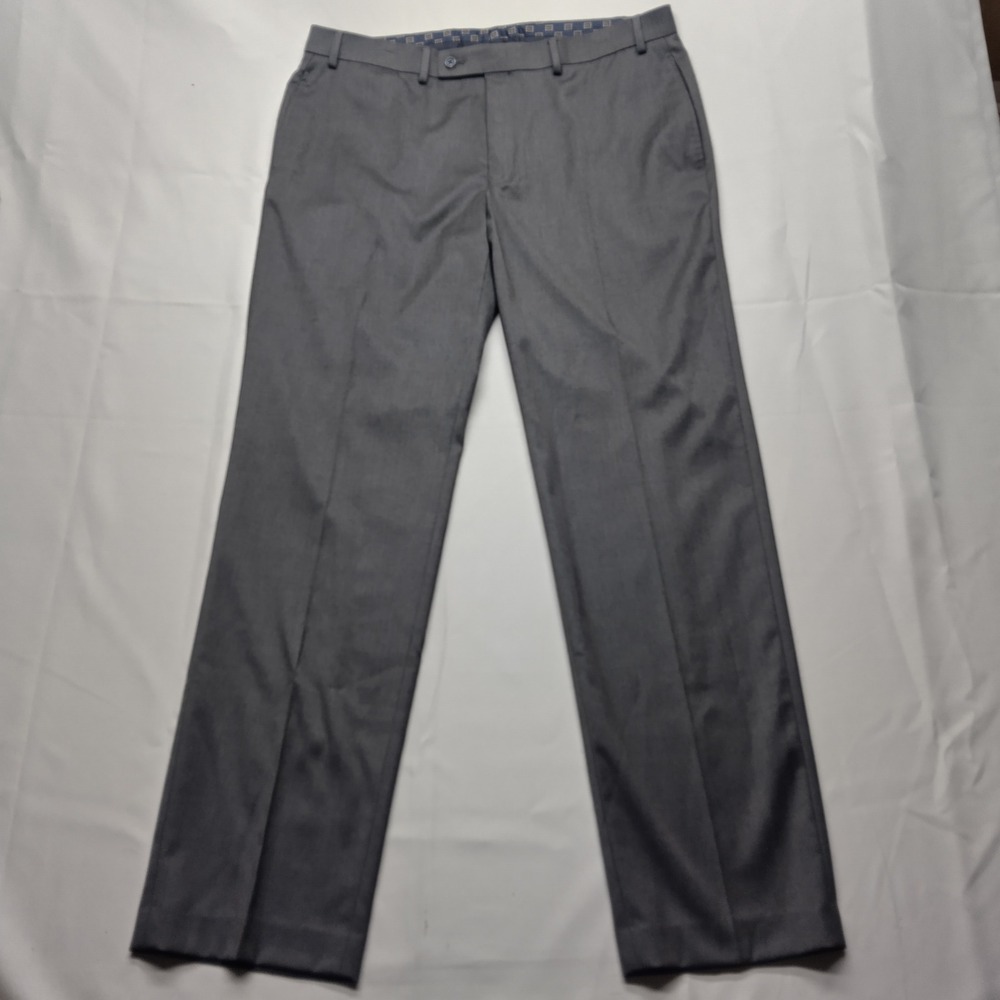 Lauren Ralph Lauren Mens Gray Flat Front Dress Pants 36W 32L Stretch Twill
